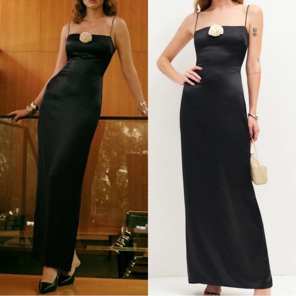 Reformation Dresses & Skirts - Reformation Frankie Silk Dress in Black White Rosette